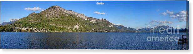 Annecy Canvas Print featuring the photograph Annecy Lake Panorama by Olivier Le Queinec
