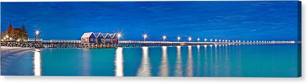 Busselton Jetty Canvas Print featuring the photograph Busselton Jetty Full Length Panorama by Az Jackson