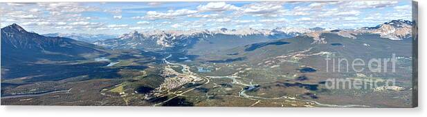 Jasper National Park Canvas Print featuring the photograph Overlooking Jasper Panorama by Adam Jewell