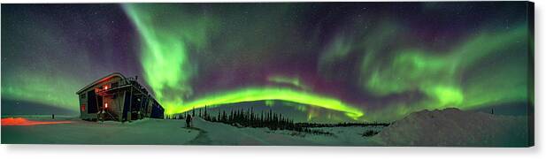 Arcturus Canvas Print featuring the photograph Aurora Panorama At Northern Studies by Alan Dyer