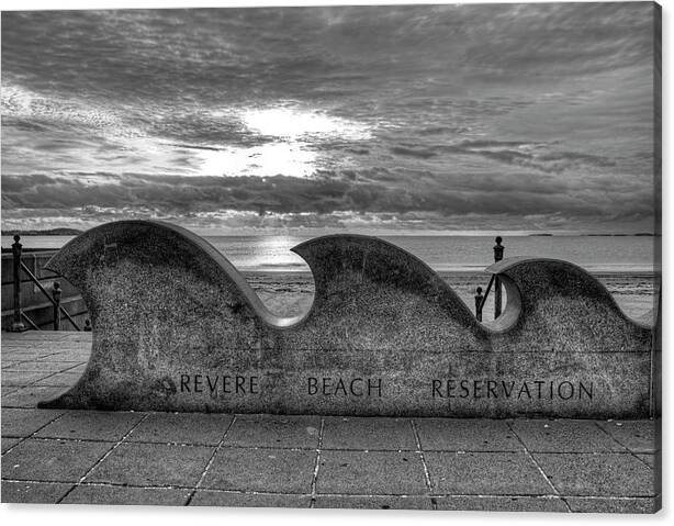 Revere Beach Reservation Wave Sculpture Revere MA Black and White by Toby McGuire