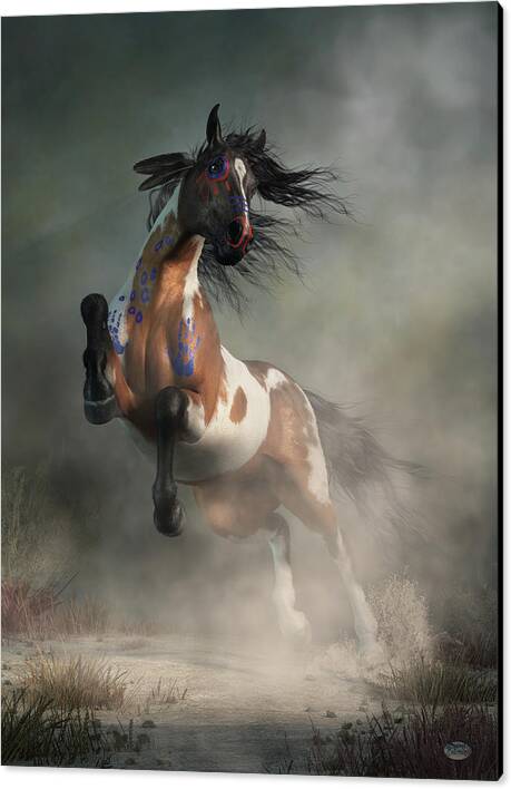 Pinto Warrior Horse in War Paint by Daniel Eskridge