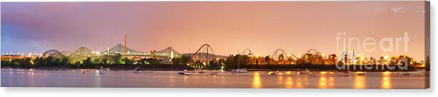 Amusement Park Canvas Print featuring the photograph La Ronde Amusement Park Ste-Helene Island Montreal by Laurent Lucuix
