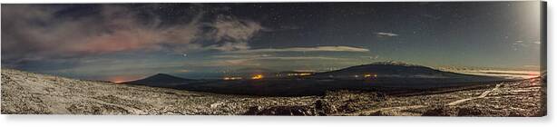 Mauna Loa Manua Kea Hawaii Snow Clouds Stars Maui Big Island Panoramic Canvas Print featuring the photograph Big Island Big View by Sean King