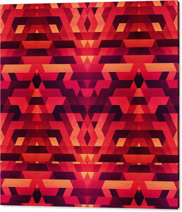 Red Canvas Print featuring the digital art Abstract red geometric triangle texture pattern design Digital Futrure Hipster Fashion by Philipp Rietz