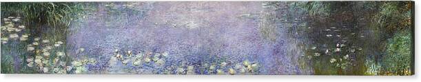 Claude Monet Canvas Print featuring the painting The Water Lilies, Morning - Digital Remastered Edition by Claude Monet