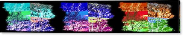 Fine Art Canvas Print featuring the digital art Medley Of Trees Triptych by Will Borden