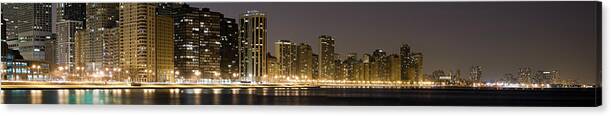 Downtown District Canvas Print featuring the photograph Panoramic View Of The Chicago Lakefront by Chris Pritchard