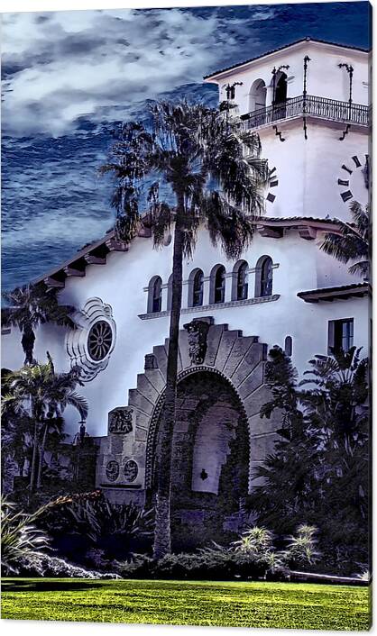  Canvas Print featuring the photograph Santa Barbara City Hall Part 2- color by Danuta Bennett