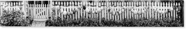 Black Canvas Print featuring the photograph Nautical Buoy Fence Black and White by Debra and Dave Vanderlaan