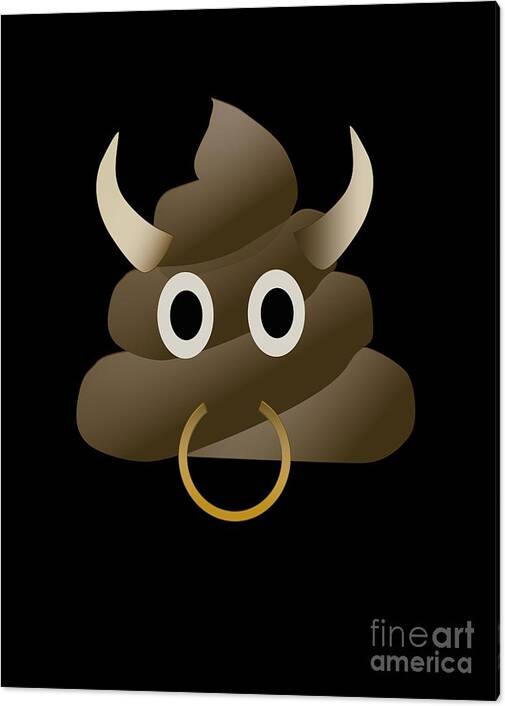 Bull Crap Poop Emoji Funny Visual Pun Animals Canvas Print / Canvas Art by  Henry B - Pixels