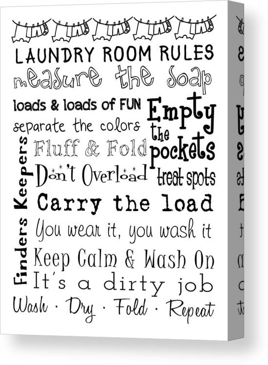 Laundry Room Rules Poster Canvas Print
