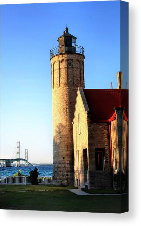 Mi Canvas Print featuring the photograph Mackinac Old lighthouse. by Pat Cook