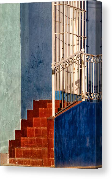 Cuba Canvas Print featuring the photograph Red Steps by Marzena Grabczynska Lorenc