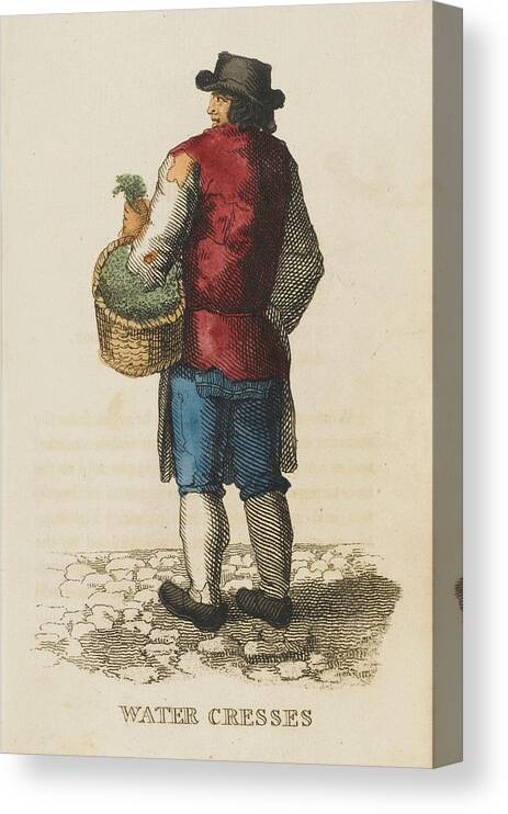 London Canvas Print featuring the drawing The Watercress Seller     Date 1823 by Mary Evans Picture Library