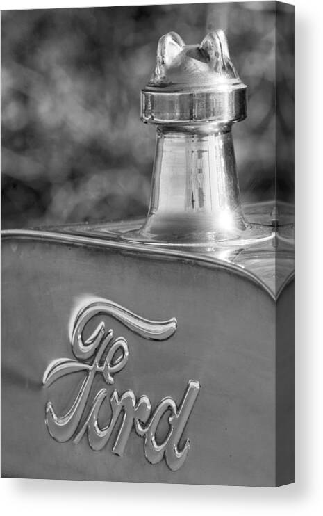 1911 Ford Model T Torpedo 4 Cylinder 25 Hp Hood Ornament Emblem Canvas Print featuring the photograph 1911 Ford Model T Torpedo 4 cylinder 25 HP Hood Ornament Emblem by Jill Reger