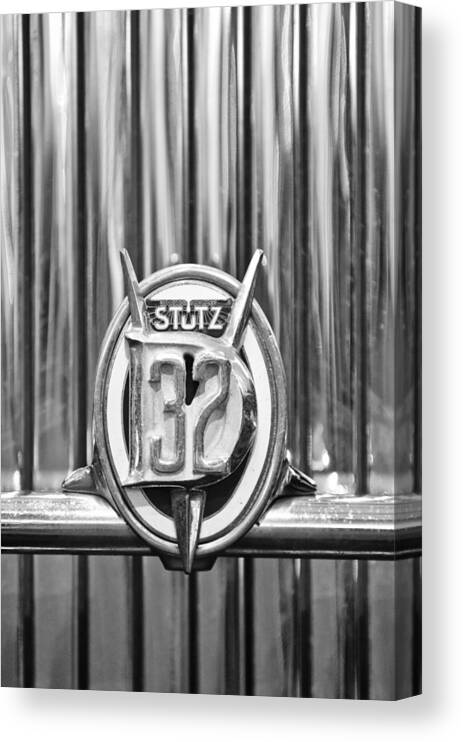 1933 Stutz Dv-32 Five Passenger Sedan Emblem Canvas Print featuring the photograph 1933 Stutz DV-32 Five Passenger Sedan Emblem by Jill Reger