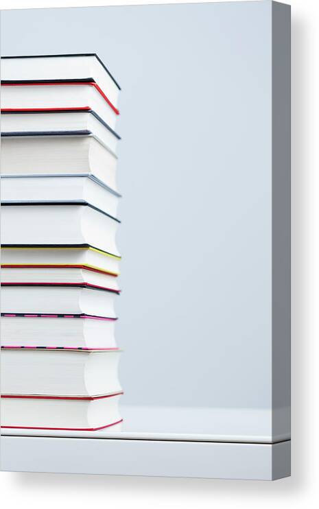 Large Group Of Objects Canvas Print featuring the photograph A Stack Of Books #1 by Jorg Greuel