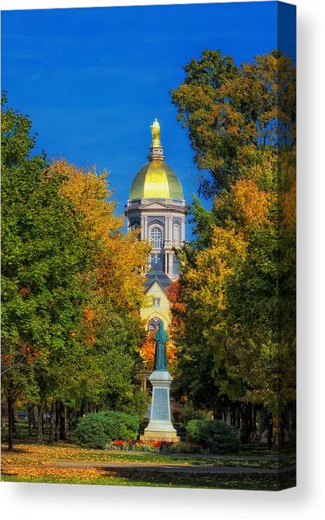 Notre Dame Canvas Print featuring the photograph Autumn on the Campus of Notre Dame #1 by Mountain Dreams