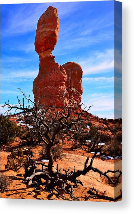 Arches National Park Balanced Rock Canvas Print featuring the photograph Balanced Rock #1 by Walt Sterneman