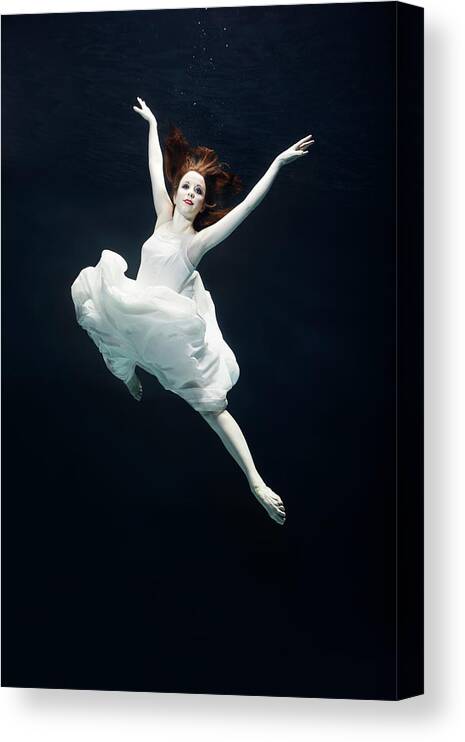 Ballet Dancer Canvas Print featuring the photograph Ballet Dancer Underwater #1 by Henrik Sorensen