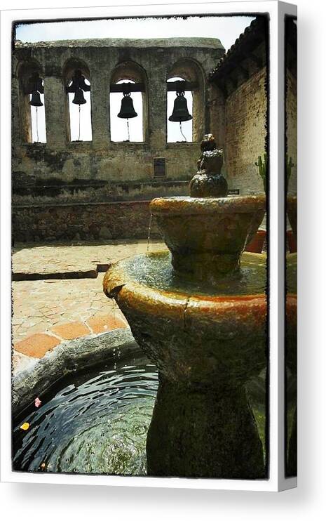 Landscape Canvas Print featuring the photograph Bells and water fountain 2 #1 by Lucas Lee