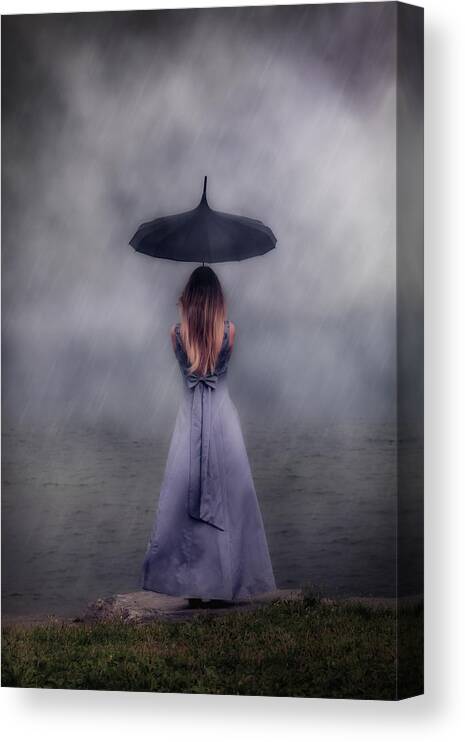 Girl Canvas Print featuring the photograph Black Umbrella #1 by Joana Kruse