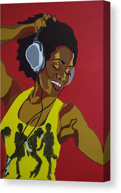 Acrylic Canvas Print featuring the painting Blame It On The Boogie by Rachel Natalie Rawlins