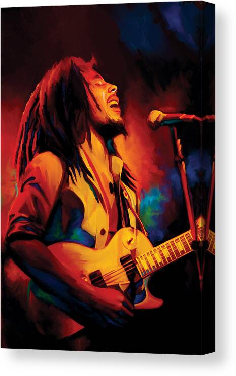 Bob Marley Paintings Canvas Print featuring the painting Bob Marley Artwork #1 by Sheraz A