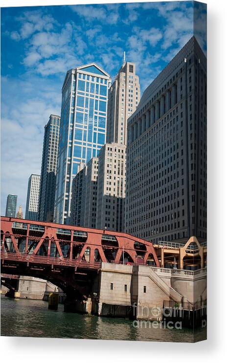 Chicago Downtown Canvas Print featuring the photograph Bridge over the Chicago River by Dejan Jovanovic