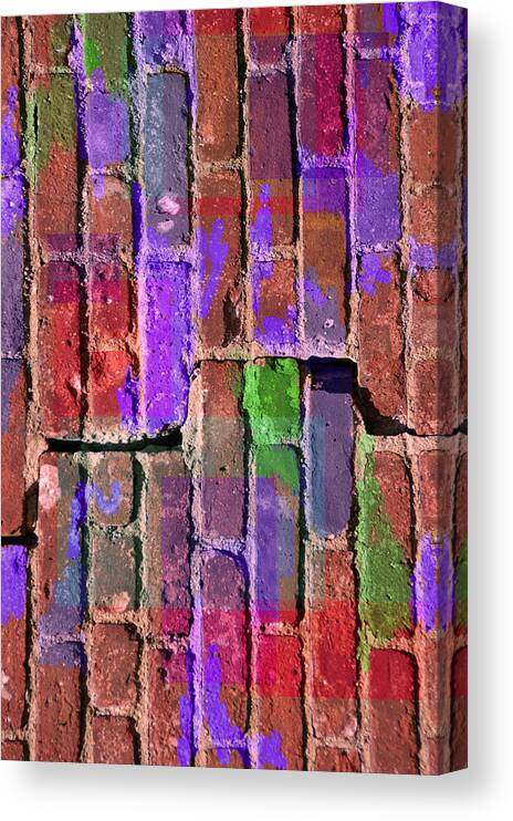 Illustration Canvas Print featuring the digital art Colored Brick and Mortar 2 by Lynda Lehmann