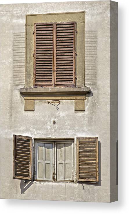 Tuscany Canvas Print featuring the photograph Dueling Windows of Tuscany by David Letts