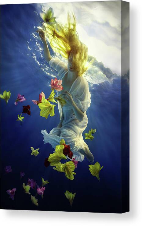 Girl Canvas Print featuring the photograph Flower Fantasy #1 by Dmitry Laudin