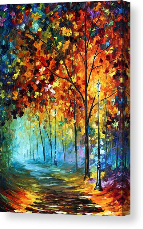 Park Canvas Print featuring the painting Fog Alley by Leonid Afremov