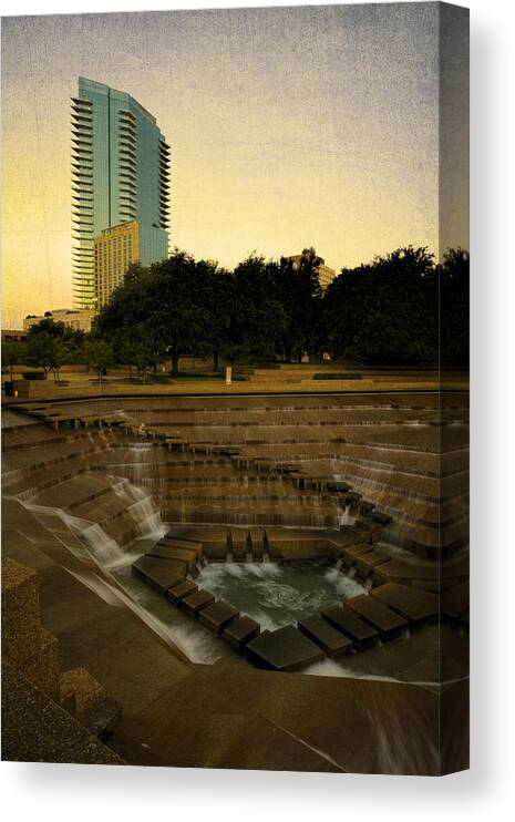 Joan Carroll Canvas Print featuring the photograph Fort Worth Water Gardens #1 by Joan Carroll