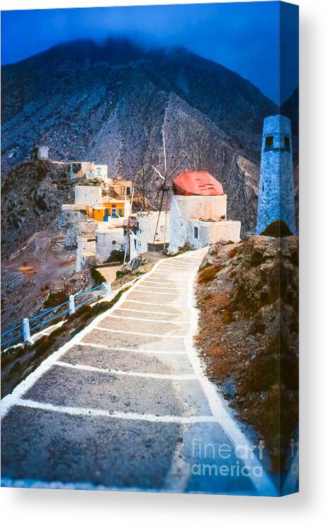 Architecture Canvas Print featuring the photograph Greek windmill #1 by Silvia Ganora