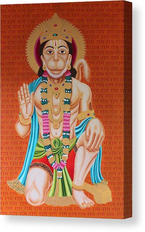  Canvas Print featuring the painting Hanumanji #1 by Jennifer Mazzucco