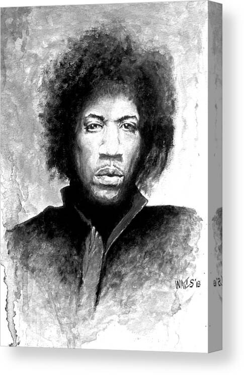 Hendrix Canvas Print featuring the painting Hendrix Portrait by William Walts