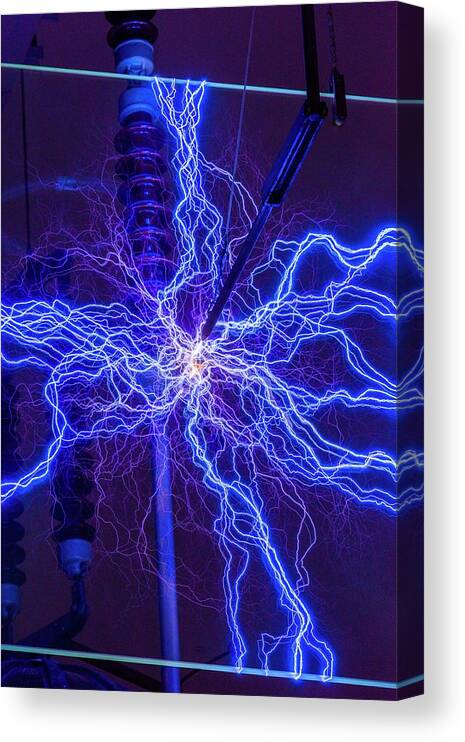 Air Canvas Print featuring the photograph High Voltage Electrical Discharge #1 by David Parker