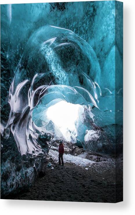 Ice Canvas Print featuring the photograph Ice Cave Entrance #1 by Dr Juerg Alean