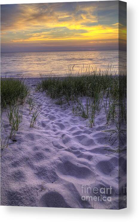 Lake Canvas Print featuring the photograph Lake Michigan Sunset by Twenty Two North Photography