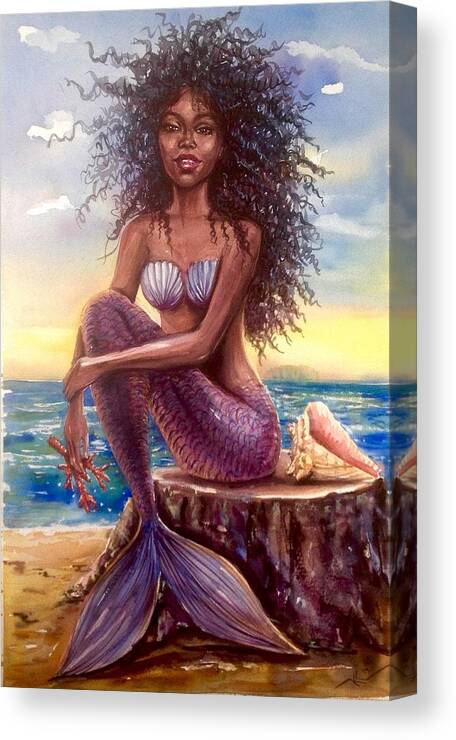 Mermaid Canvas Print featuring the painting Mermaid3 #1 by Katerina Kovatcheva