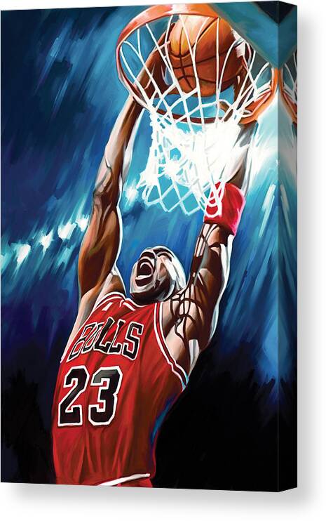 Nba Canvas Print featuring the painting Michael Jordan Artwork by Sheraz A