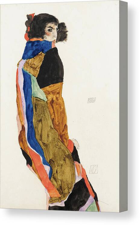 Egon Schiele Canvas Print featuring the drawing Moa #6 by Egon Schiele