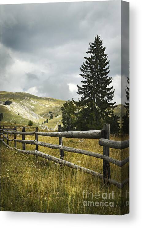 Fence Canvas Print featuring the photograph Mountain Landscape by Jelena Jovanovic