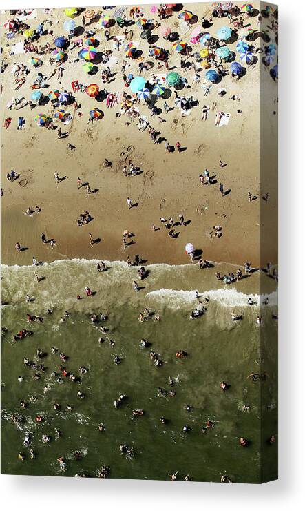 Amusement Park Canvas Print featuring the photograph New Yorkers Seek Relief From Summer #1 by Mario Tama