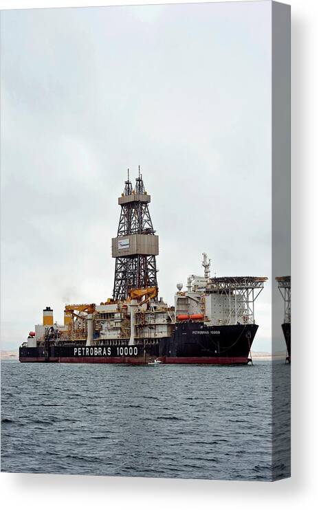 Ship Canvas Print featuring the photograph Oil Drilling Ship #1 by Tony Camacho/science Photo Library