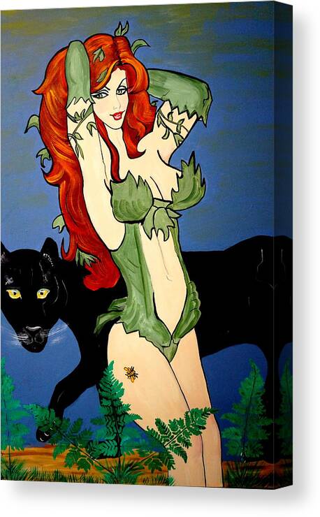 Poison Ivy Canvas Print featuring the painting Poison Ivy Cartoon by Nora Shepley