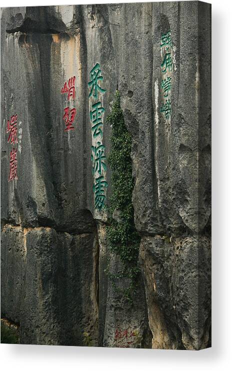 Photography Canvas Print featuring the photograph Rock Poems On The Stone Forest, Shilin #1 by Panoramic Images