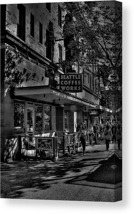 Black And Whites Canvas Print featuring the photograph Seattle Coffee Works #1 by David Patterson